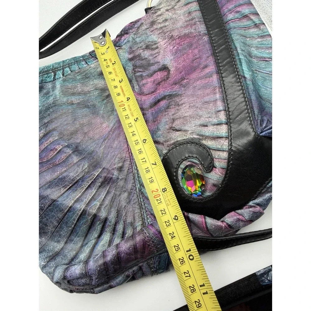 Fendi Iridescent Mermaid Leather Hobo Bag Crystal Rare Made Italy